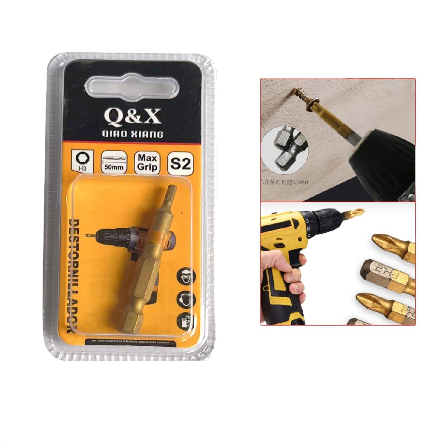 Punta Hexagonal H3 x 50 mm Q&X S2 para Atornillador