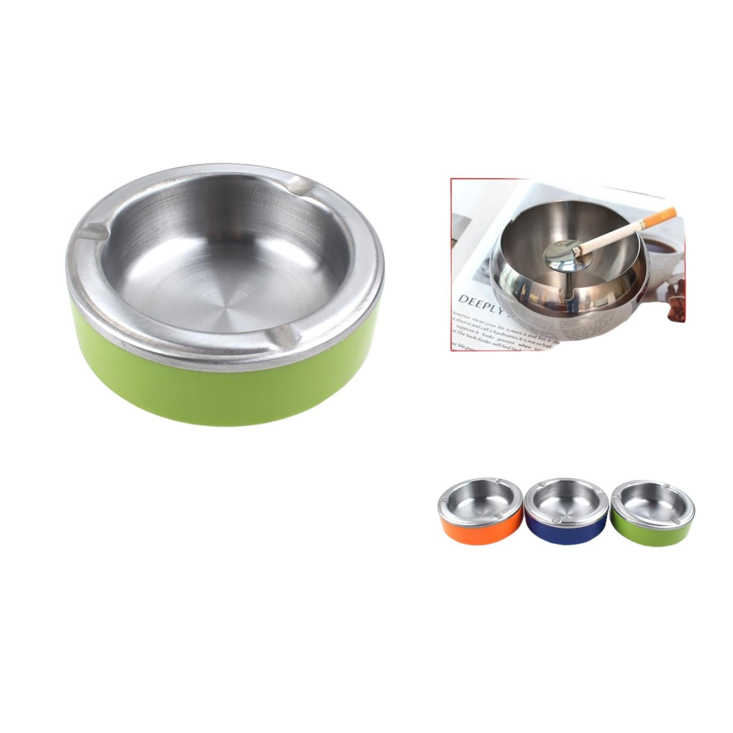 ?? Cenicero de Acero Inoxidable con Base de Color