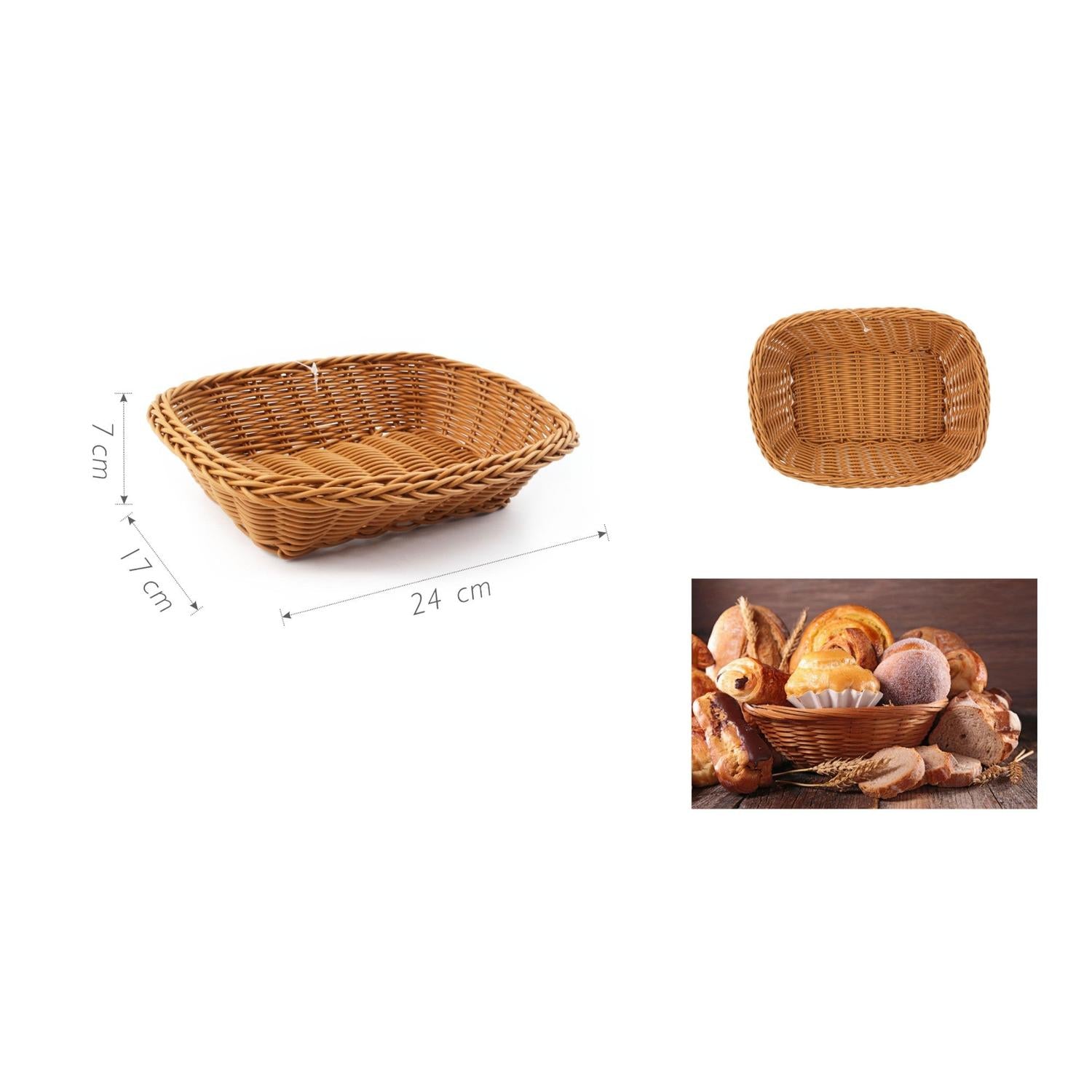 Cesta de mimbre para pan 24 x 17 x 7 cm