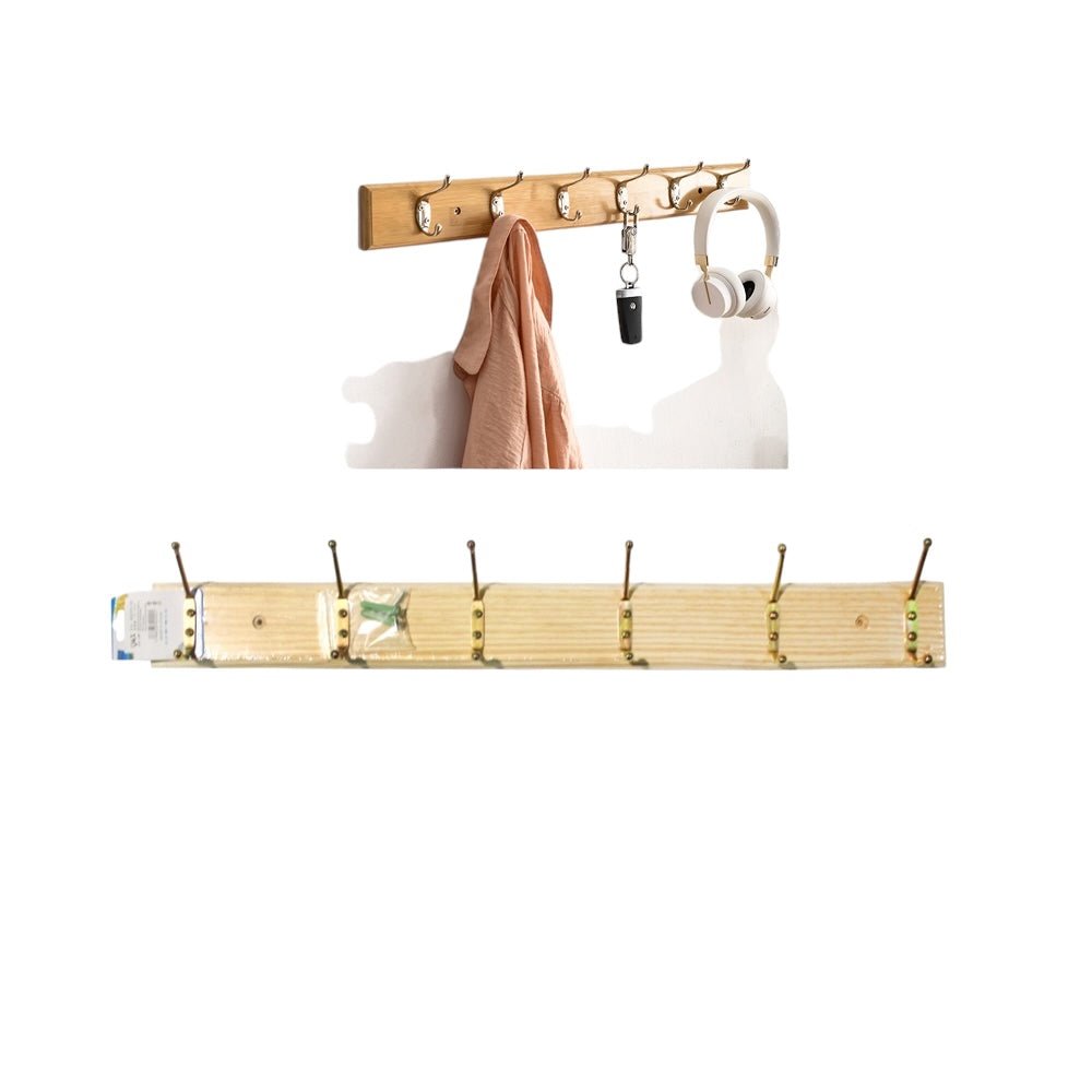 Perchero De Madera Para Pared De 6 Ganchos - Q&X