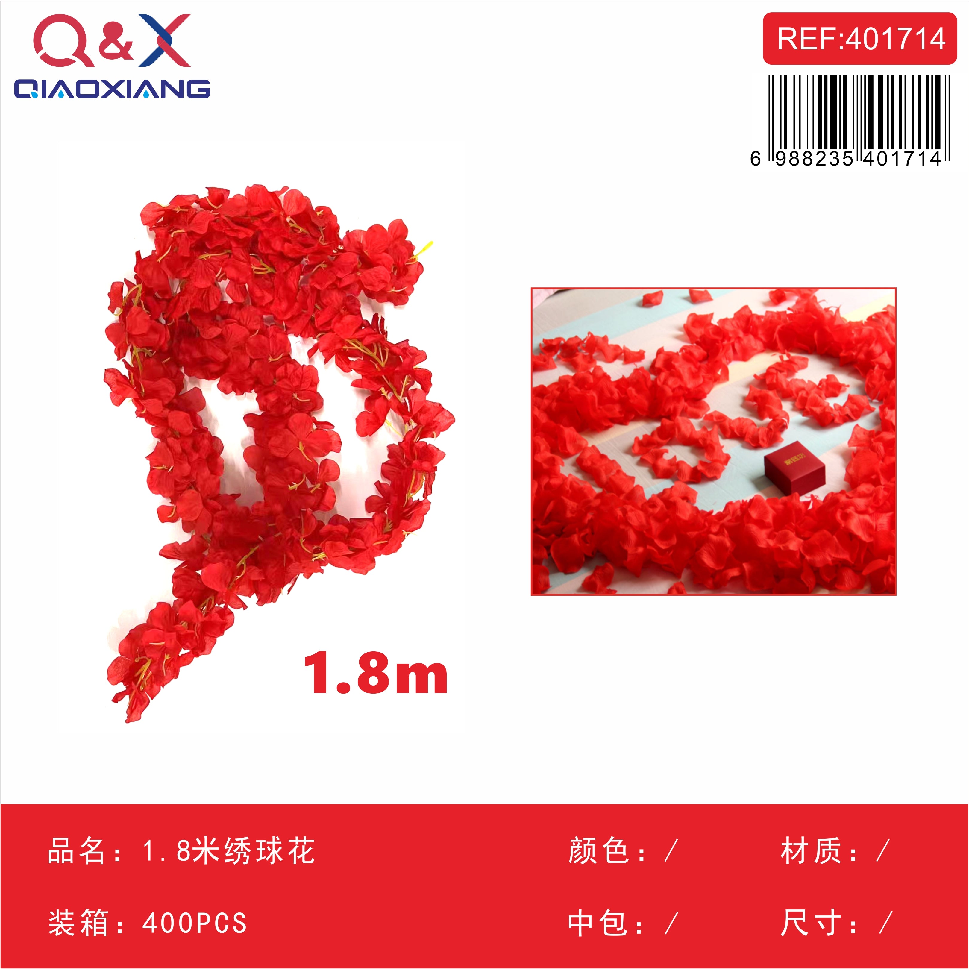 Guirnalda artificial hortensia colgante 1,8 m