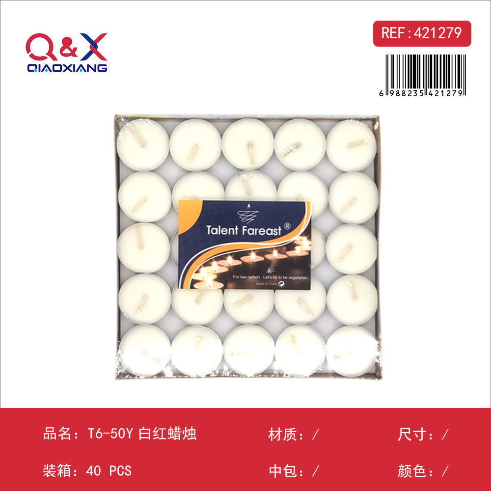 Vela decorativa blanca y roja – T6-50Y