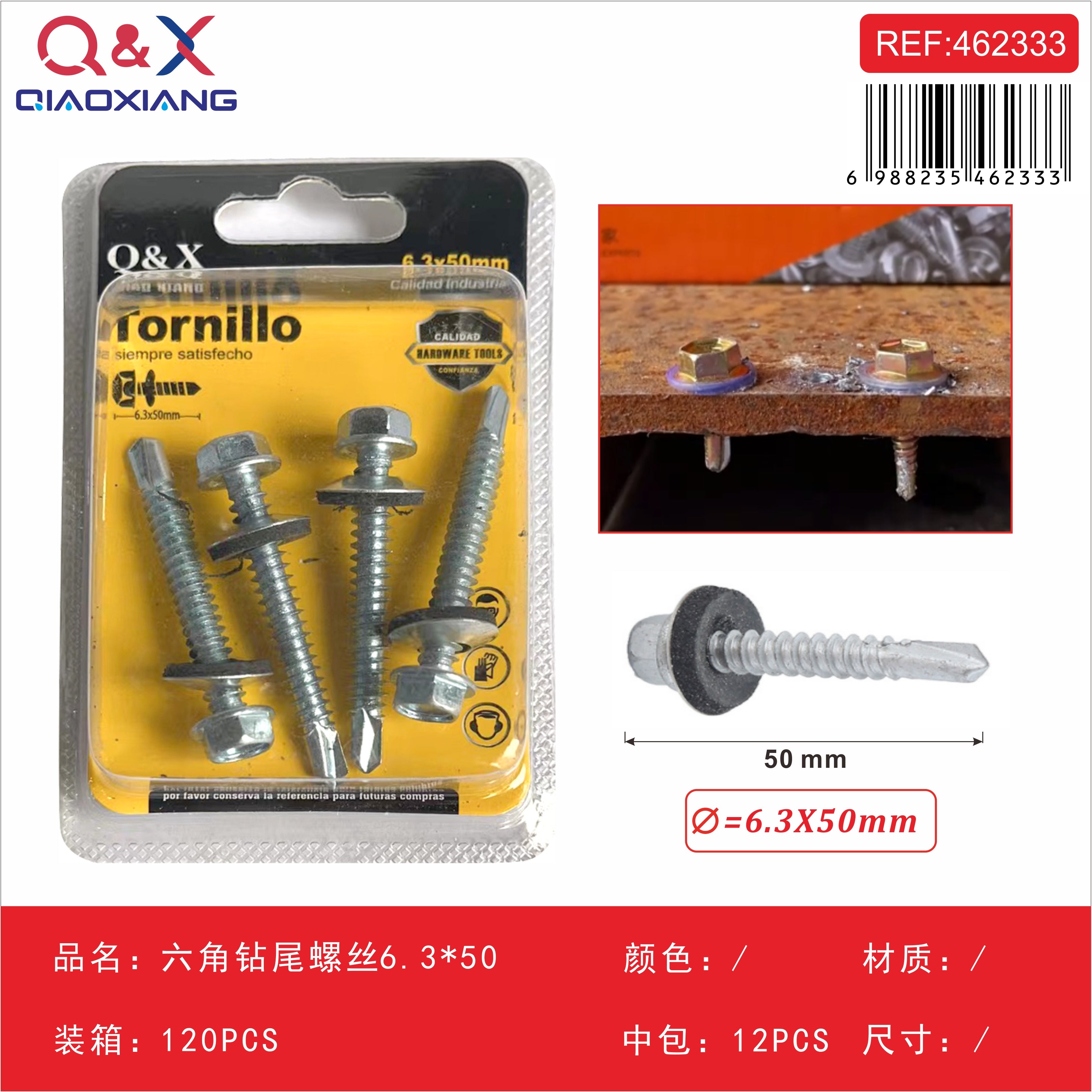 Tornillo autoperforante hexagonal 6.350