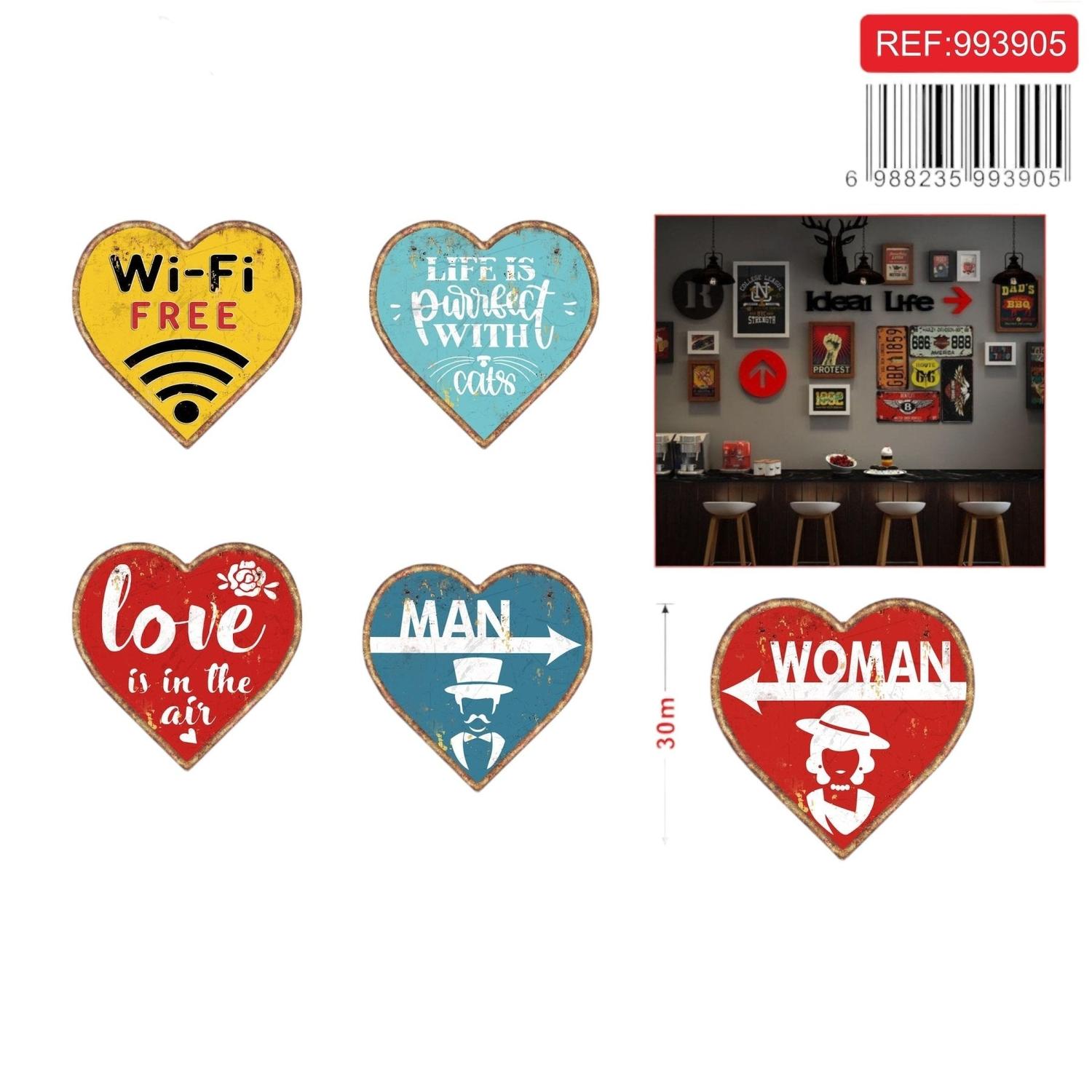 Cuadro De Hojalata Adorno Colgante En Forma De Corazón 30X30