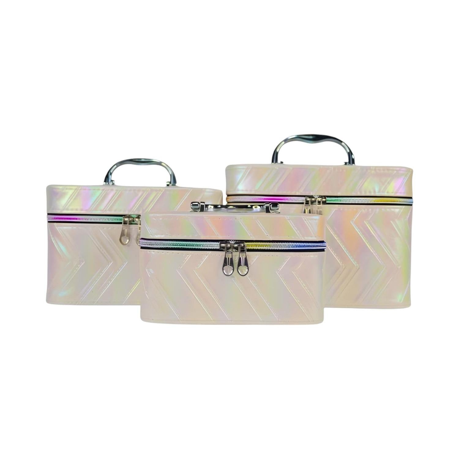 Estuches para artículos de maquillaje zigzag efecto tornasol