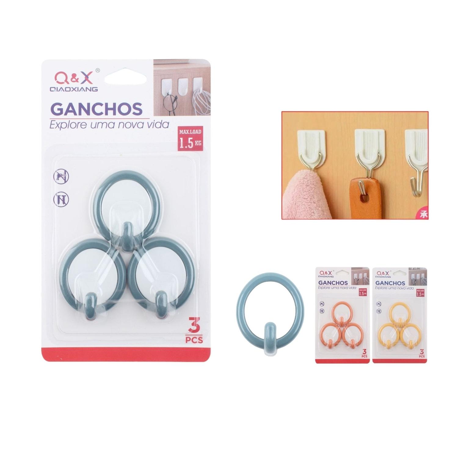 M-00418-N Gancho Almacenaje Color Ovalado 3Uds