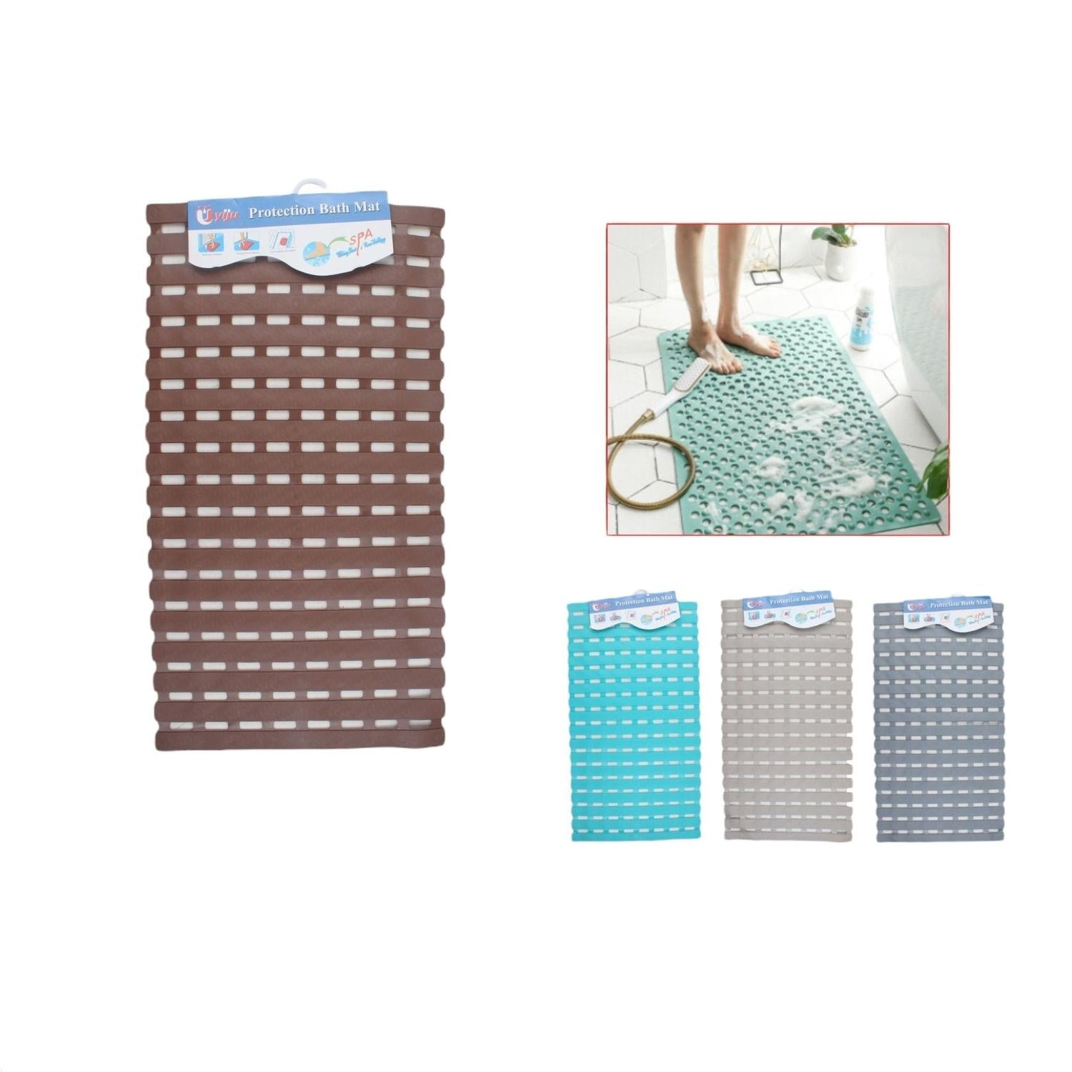 Alfombra De Baño De Color Liso Con Listones 7070