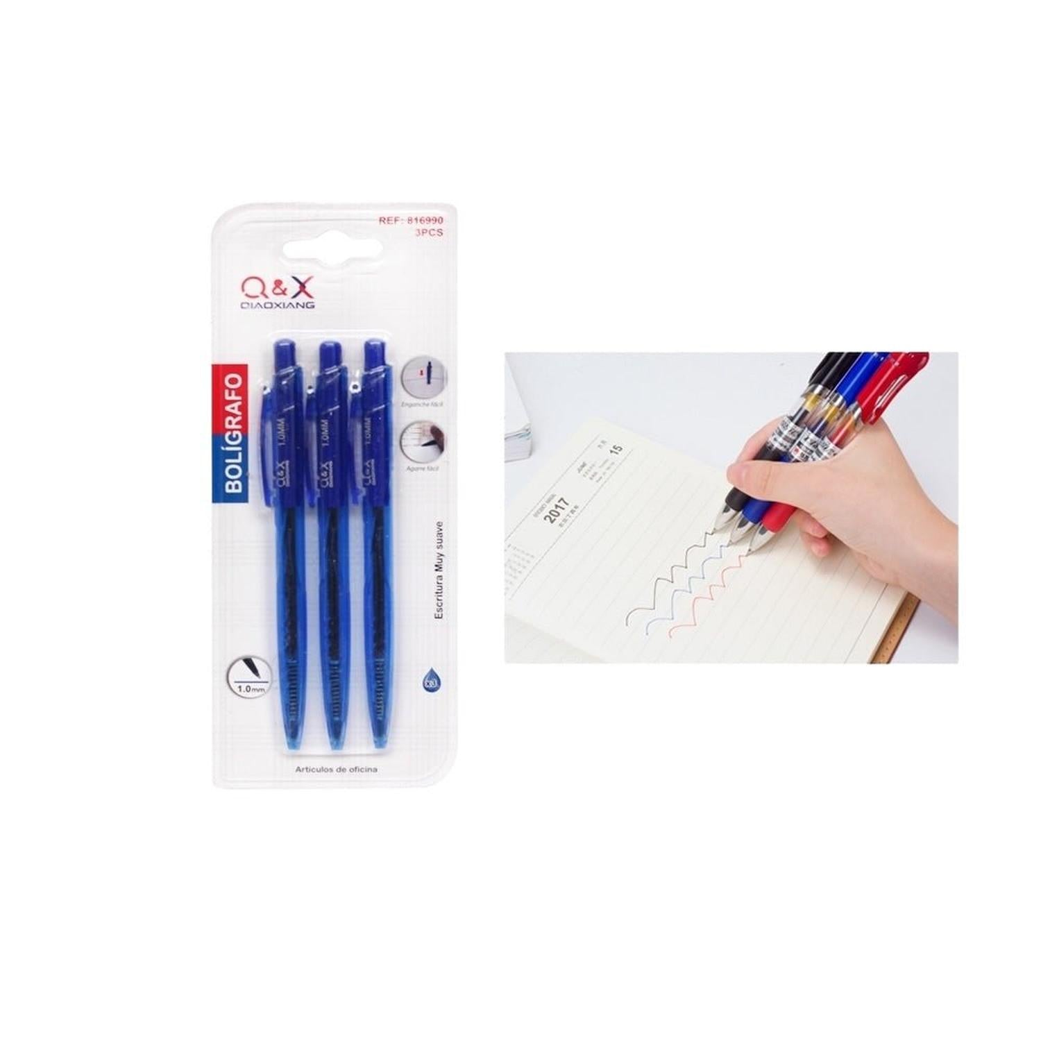 Bolígrafos 1.0mm – 3 Unidades (Azul)