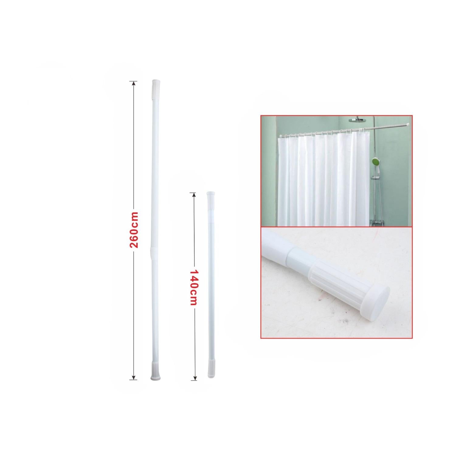 Barra de cortina de bano de hierro blanca 140-260 (bolsa OPP)