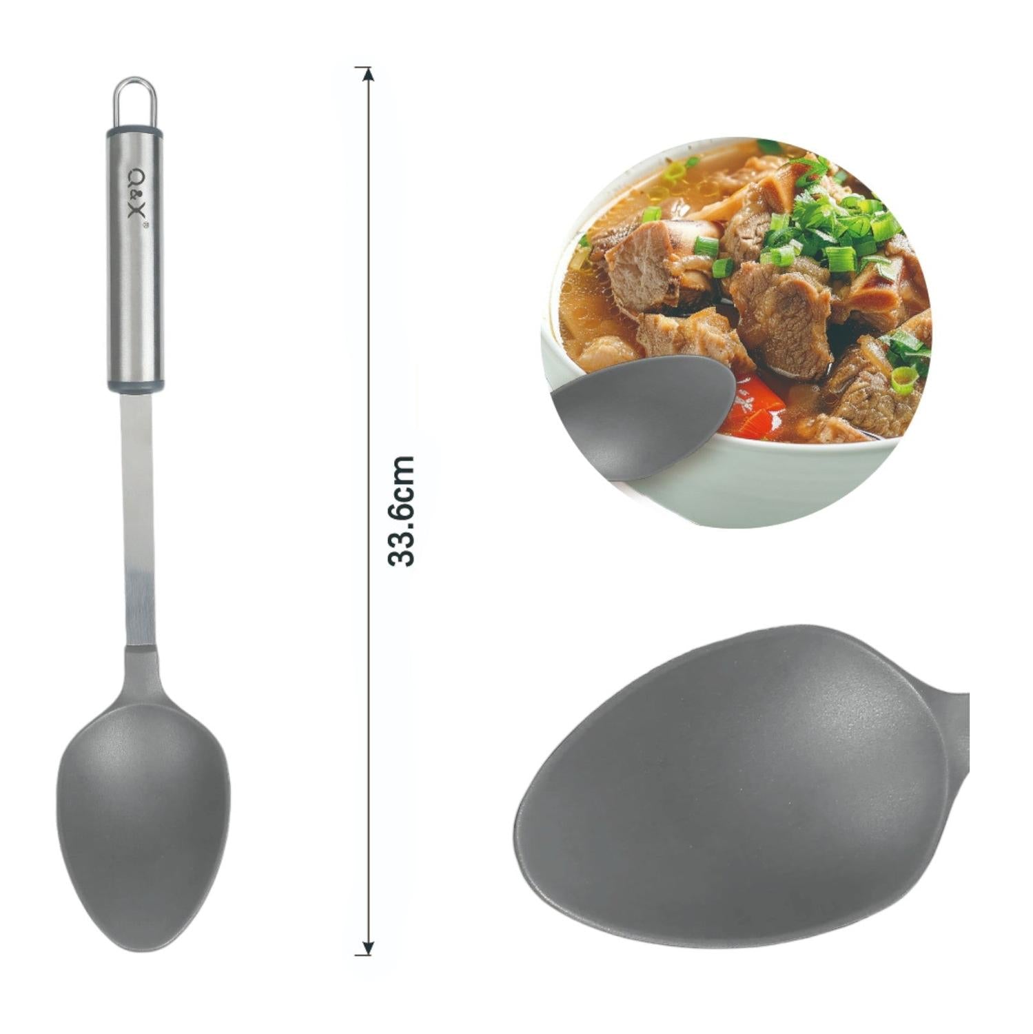 TXM-W03 Cucharon de arroz de nylon con mango ovalado 33.6X6.5CM