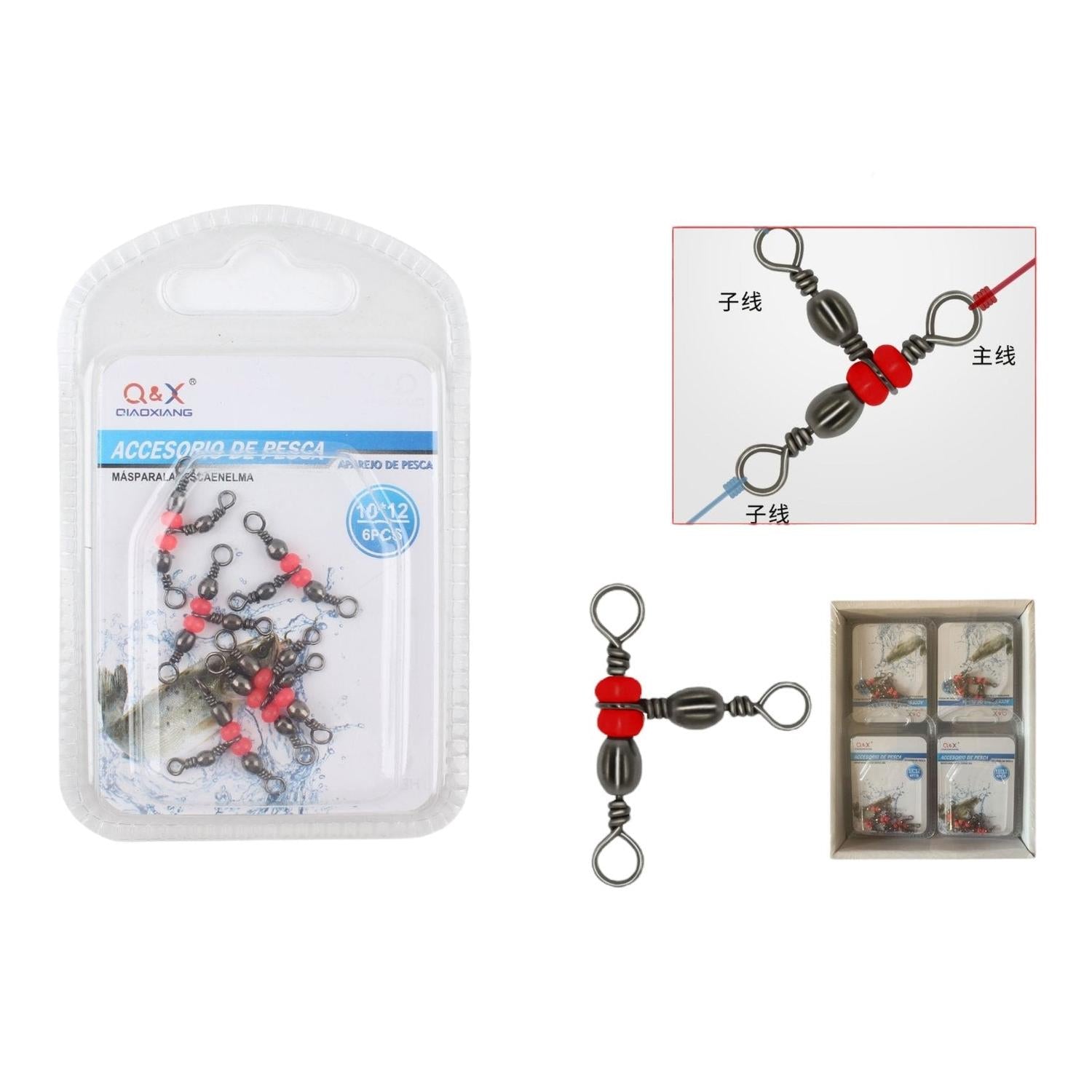 (Accesorios Para Aparejos De Pesca) Negro Japon¨¦s Nuevo De Tres Puntas 10*12 Tama?o 6 Uds