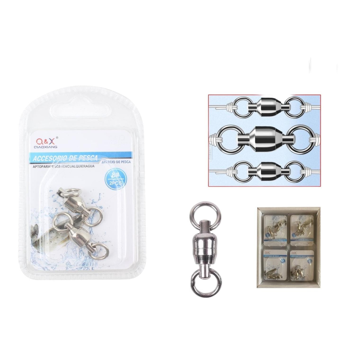 (Accesorios De Artes De Pesca) Dawu Rodamiento Giratorio 8# 2Pcs