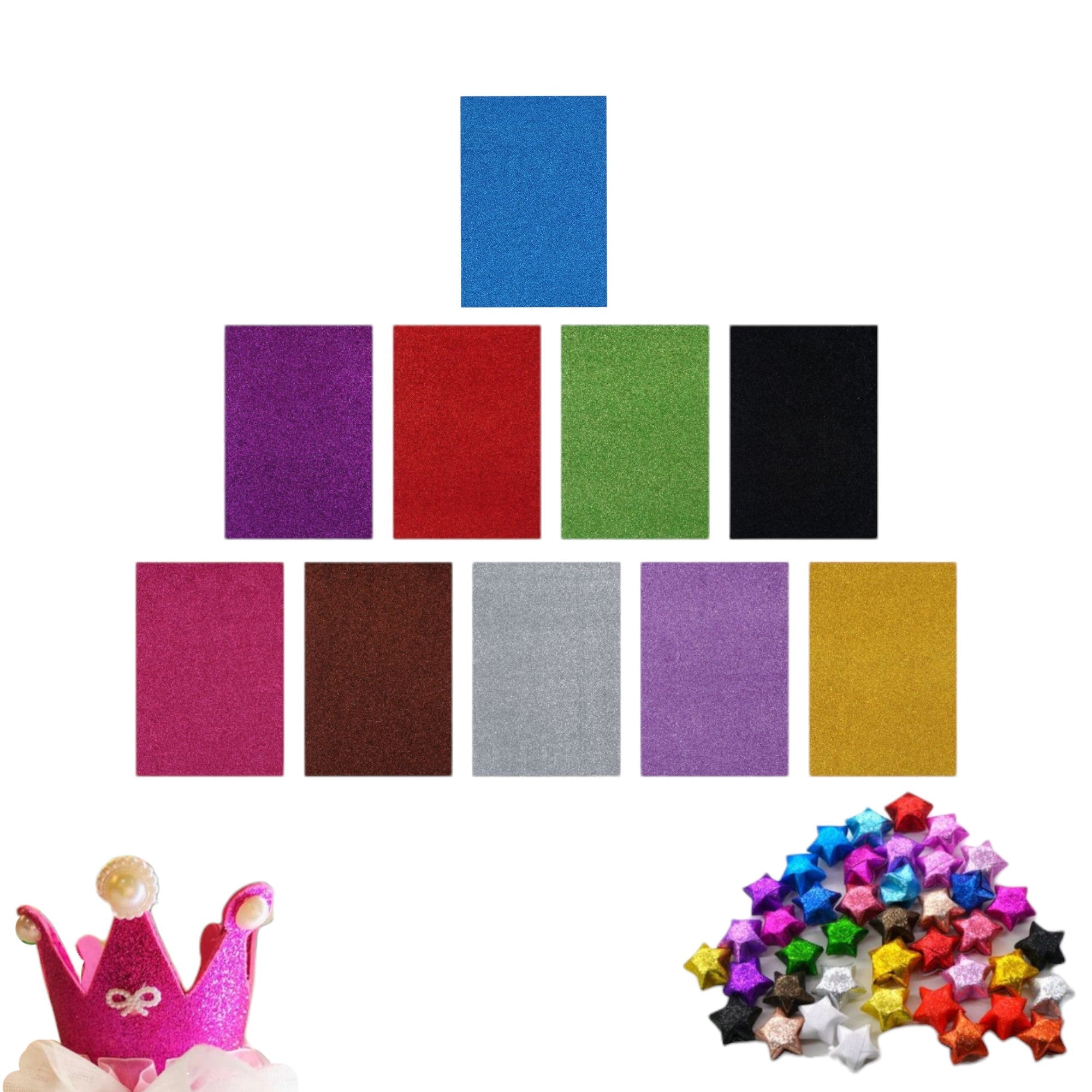Hojas de goma EVA con glitter 20 x 30 cm 1.8 mm pack diez unidades