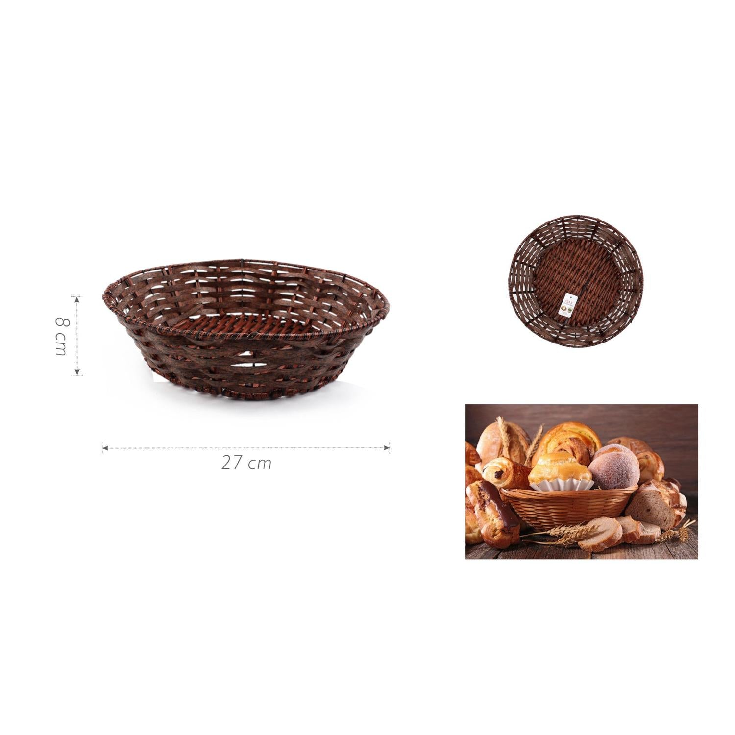 Cesta de mimbre para pan 27 x 27 x 8 cm