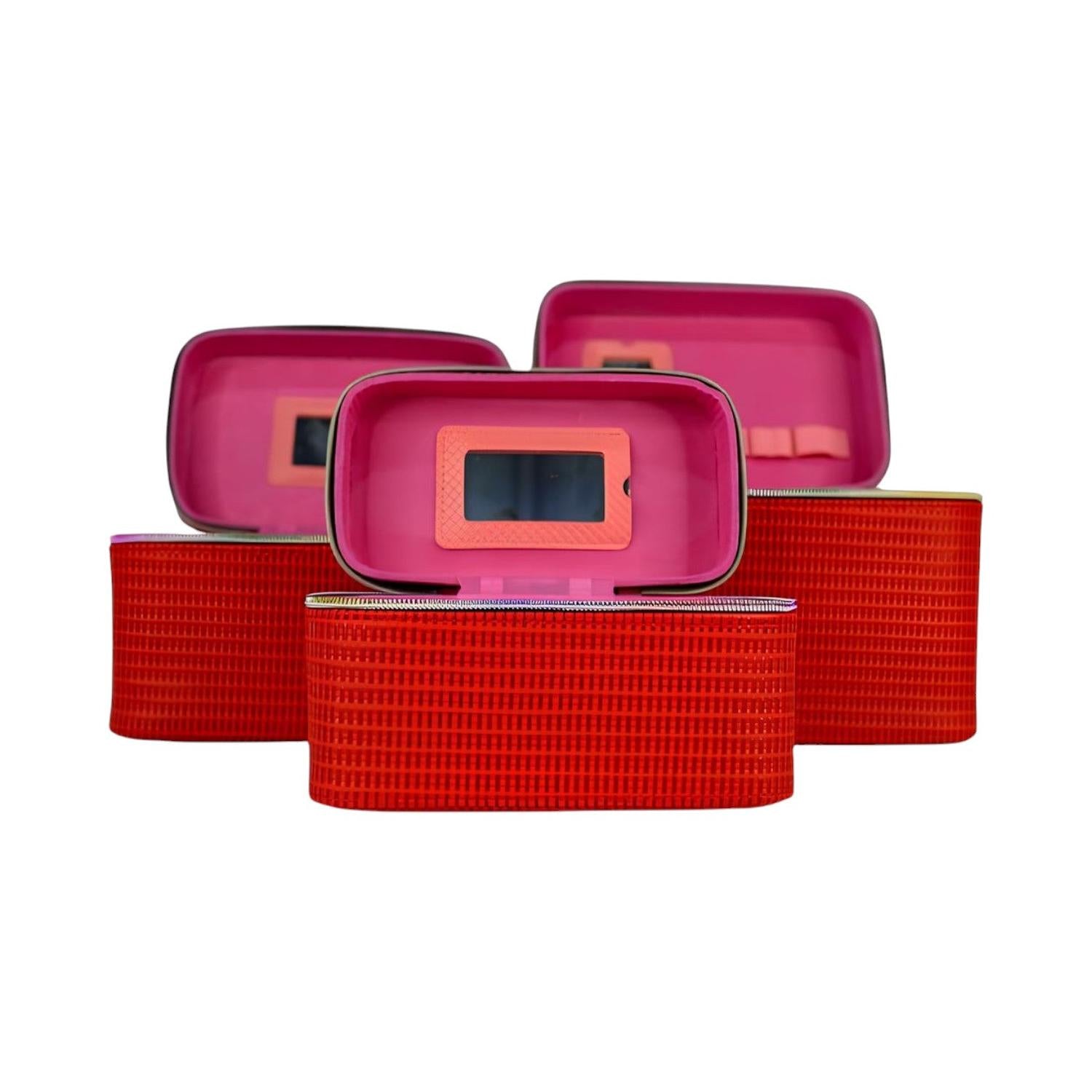 Estuches para artículos de maquillaje textura mimbre