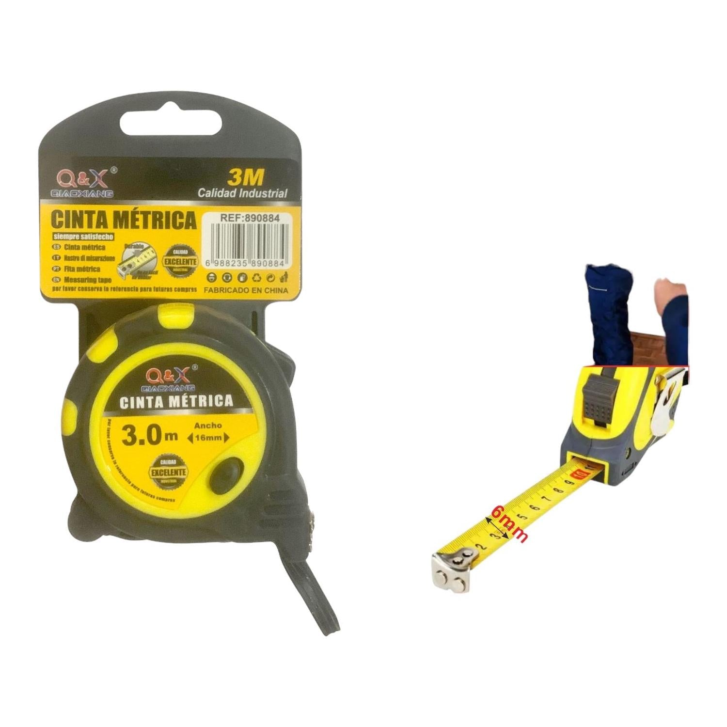 Cinta M¨¦trica Amarilla Y Negra 3 Metros 16Mm-10S Con Cabezal Magn¨¦tico