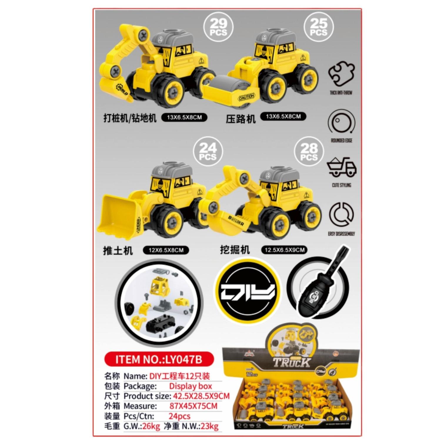 Set de Vehículos de Construcción DIY – 12 Piezas