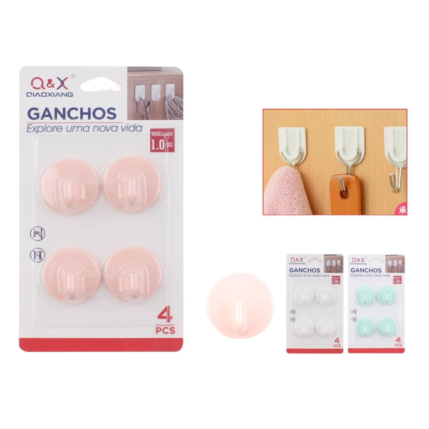 M-10921-N Gancho Adhesivo Plástico Redondo X4