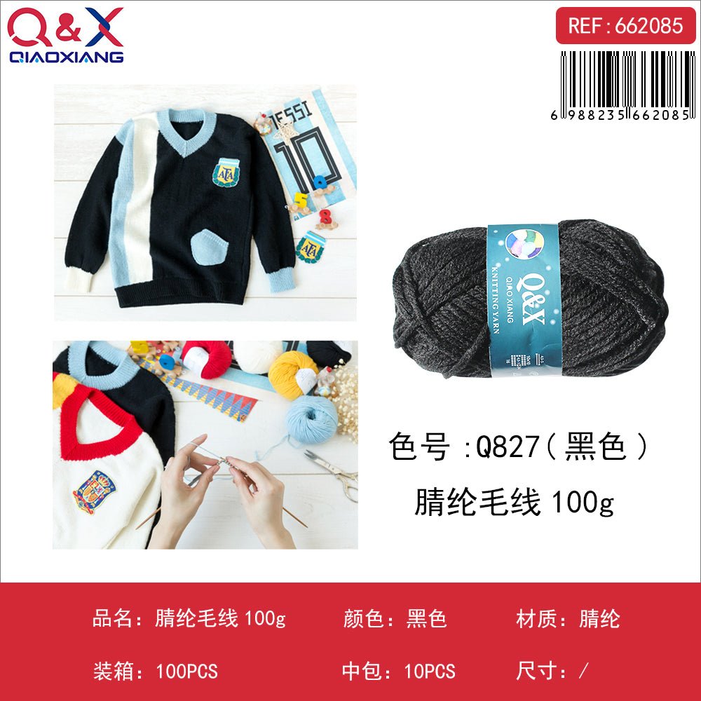 Hilo De Lana Negro Q827 - Q&X