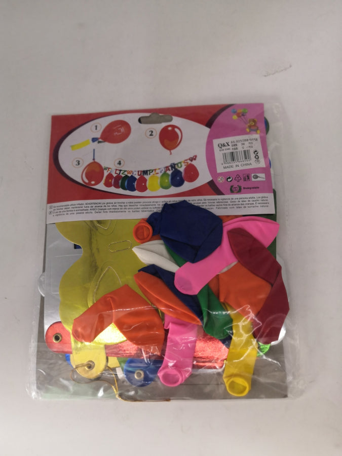 Guirnalda cumpleaños en español + 12 globos