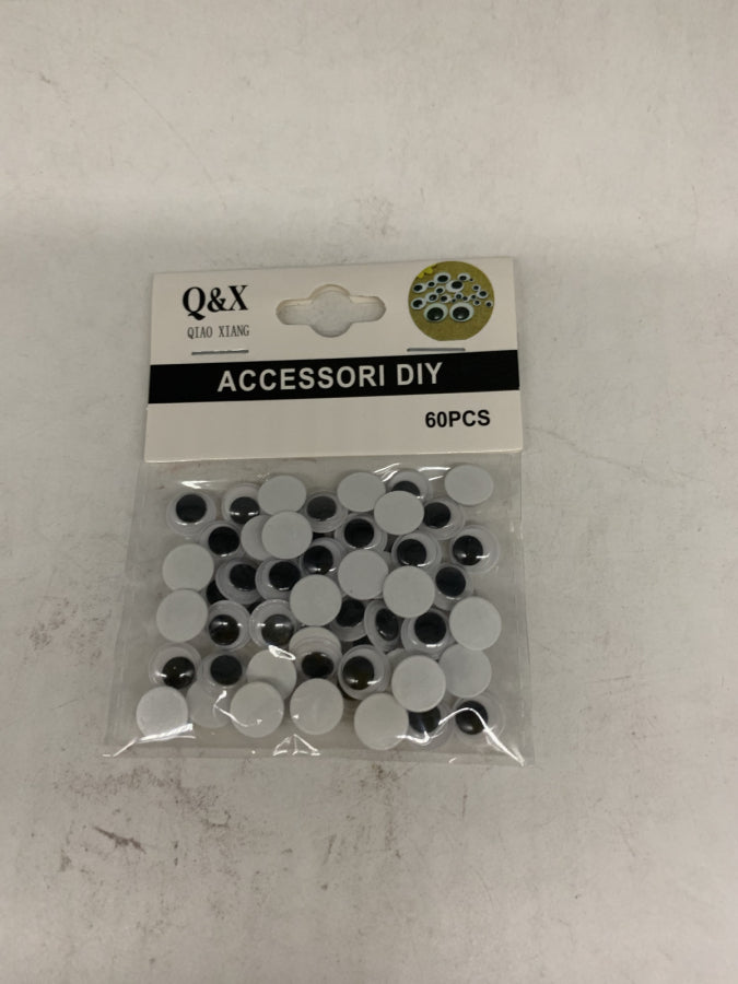 Pack x 12 Ojos adhesivos blanco/negro OPP 10# x 60PCS bolsa
