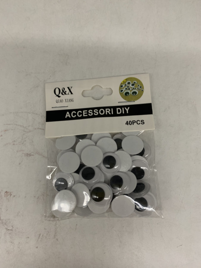 Pack x 12 Ojos adhesivos blanco/negro OPP 15# x 40PCS bolsa