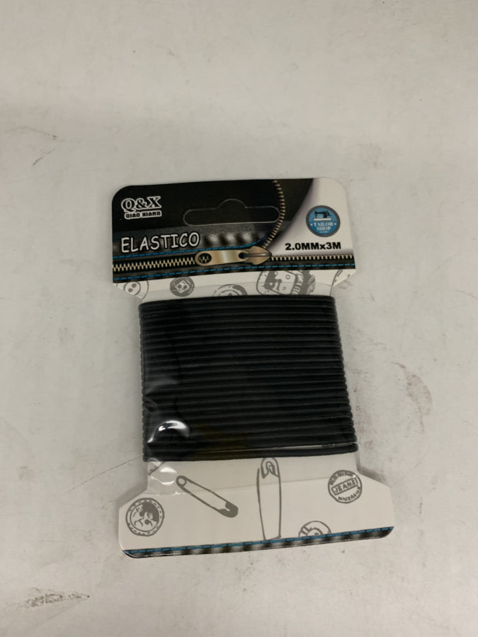 Pack x 12 2.0MM*3M Elastico redondo blanco negro
