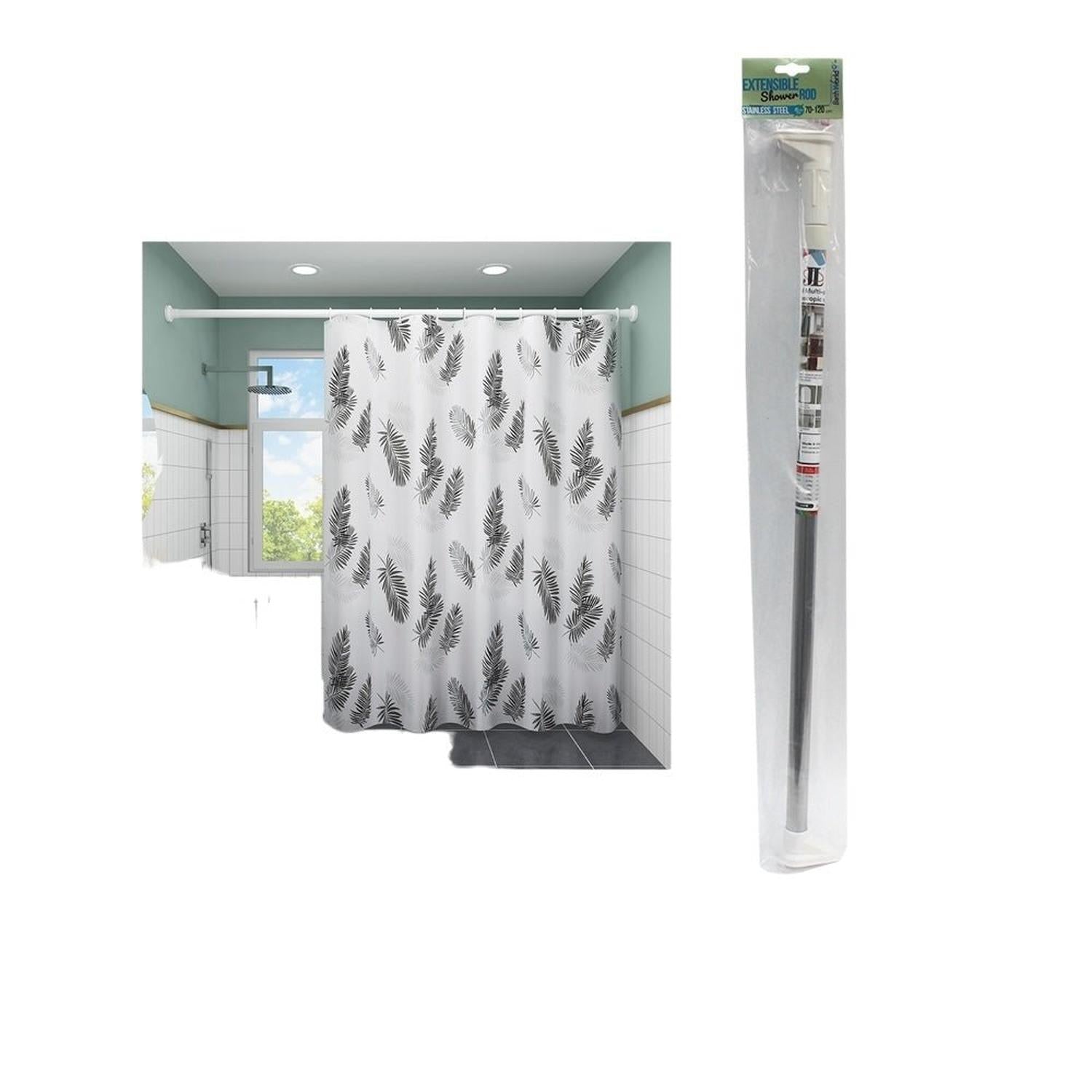 Barra De Cortina De Ducha Con Cabezal Cuadrado 110-200