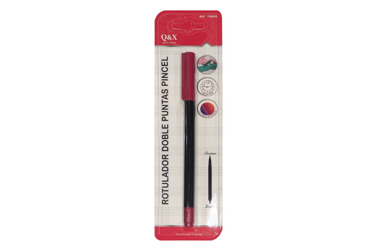 Rotulador Doble Punta Pincel Qiaoxiang – Color Rojo Oscuro