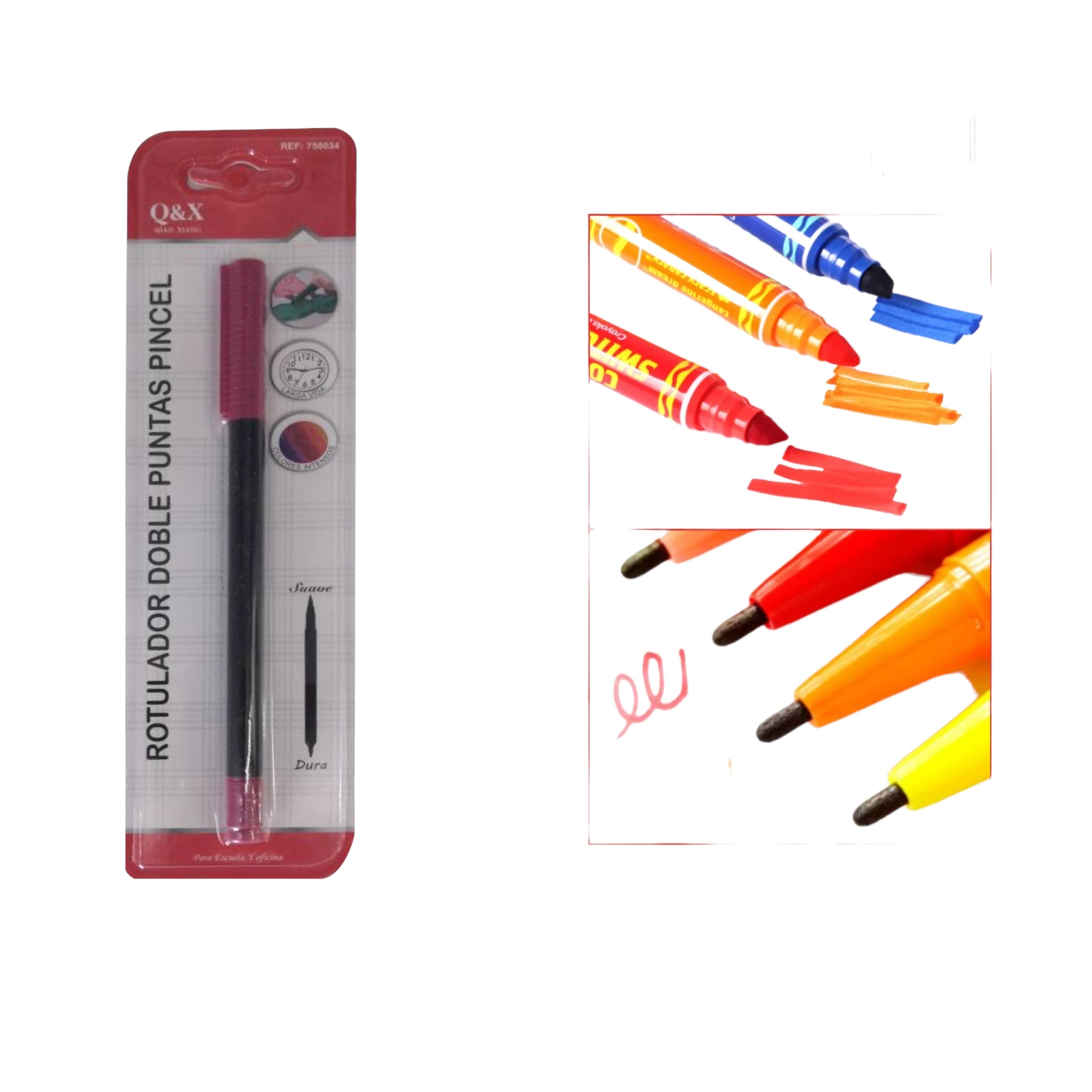 Rotulador Doble Punta Pincel Qiaoxiang – Color Rojo Oscuro