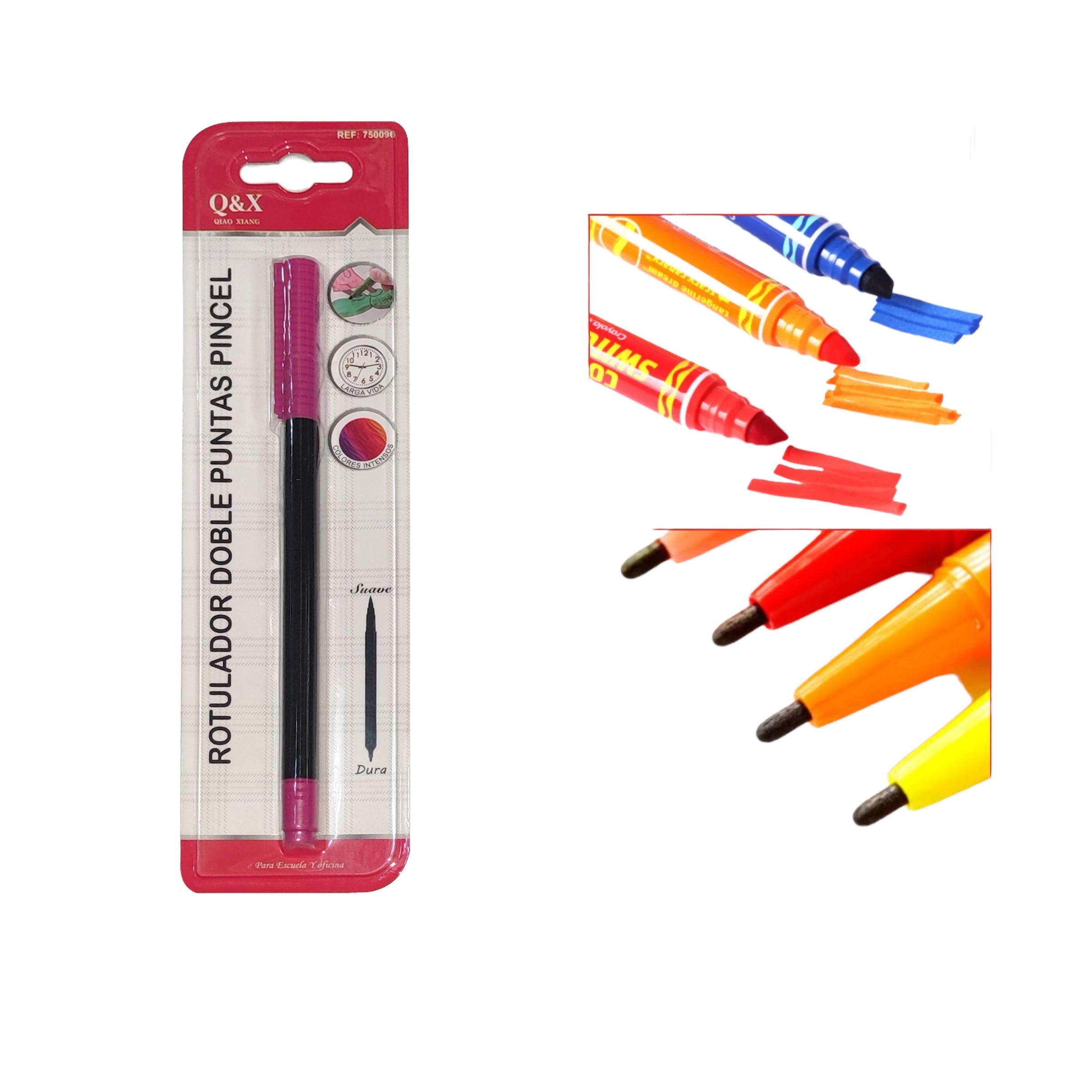 Rotulador Doble Punta Pincel Qiaoxiang – Color Rosa Fucsia