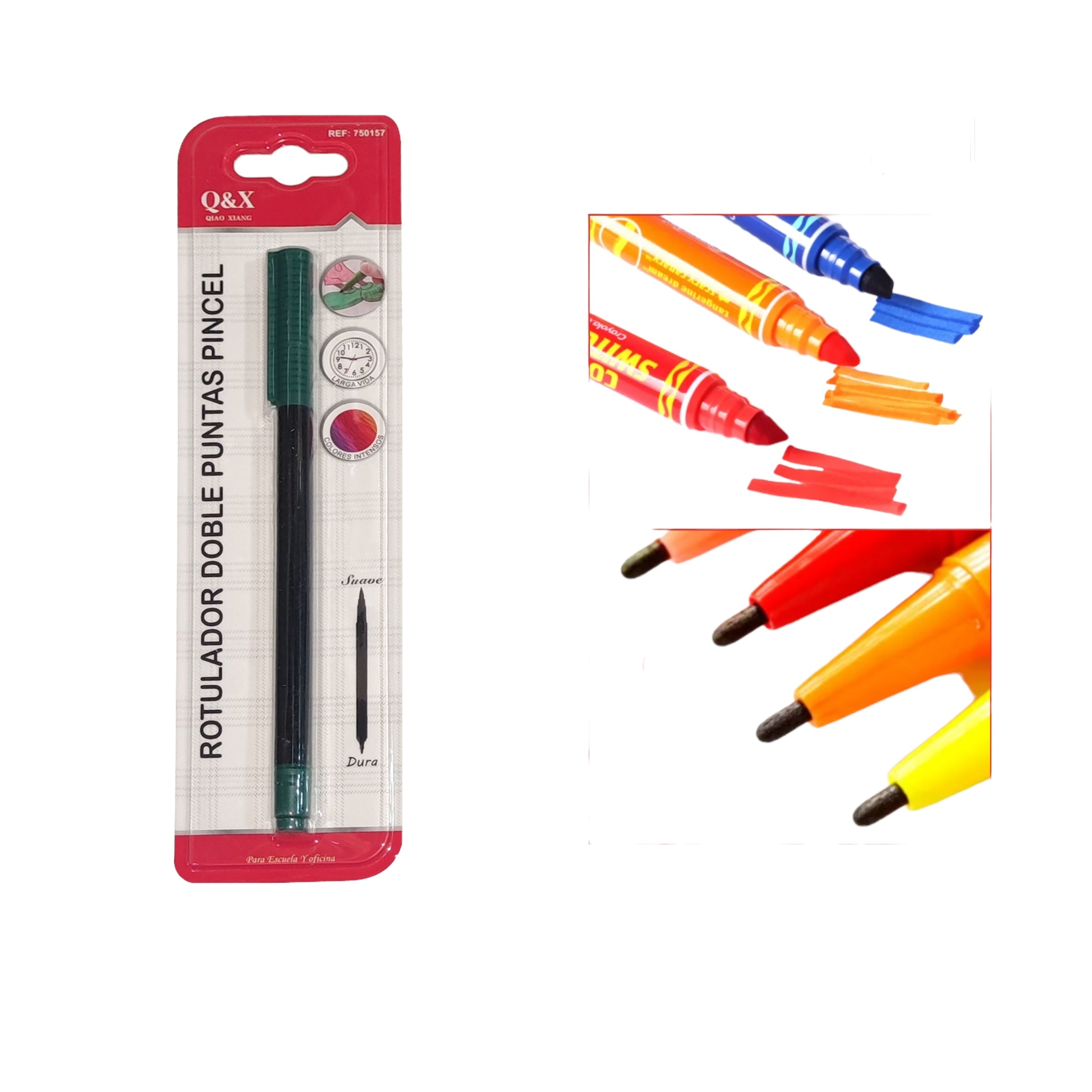 Rotulador Doble Punta Q&X - Verde Oscuro