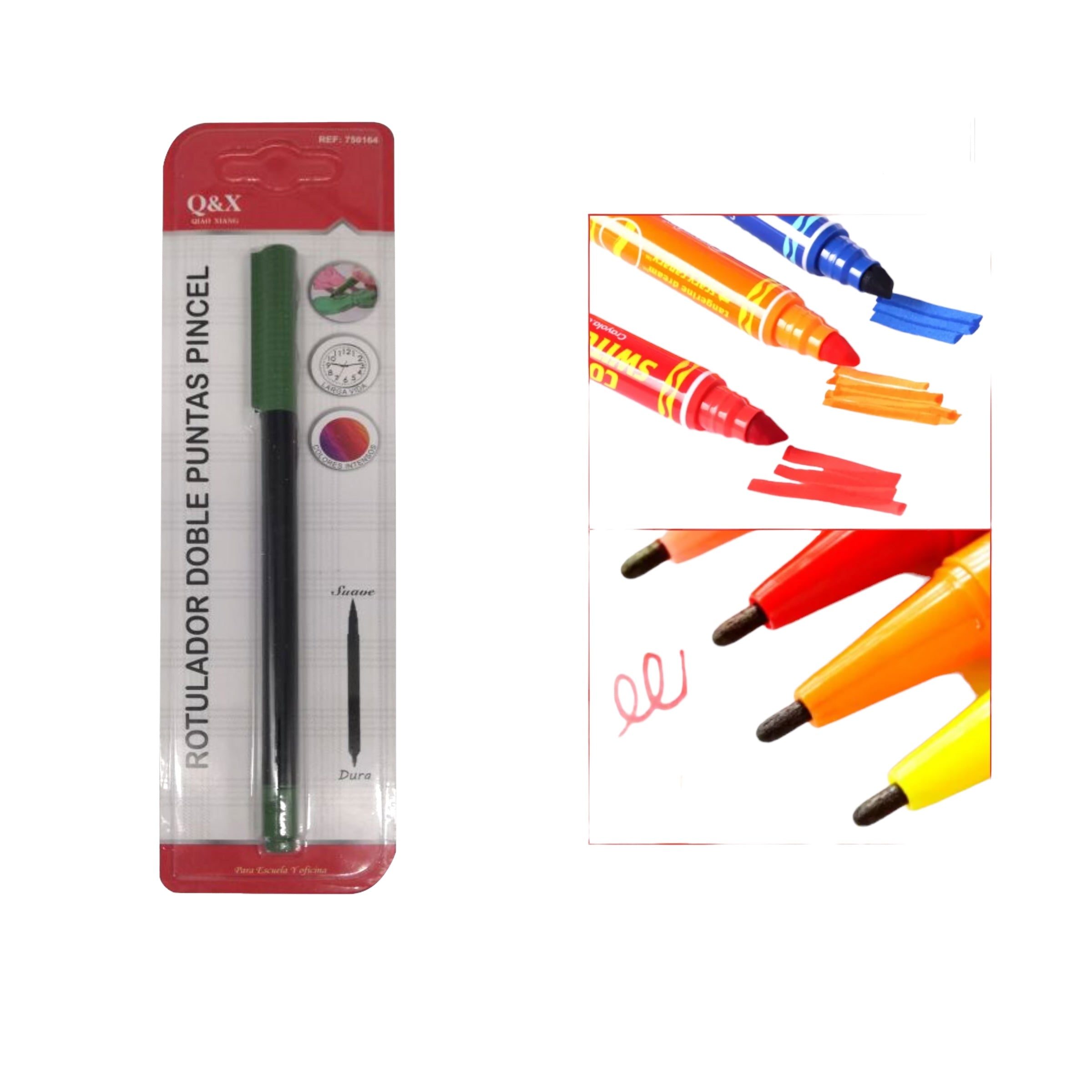 Rotulador Doble Punta Q&X - Verde Militar