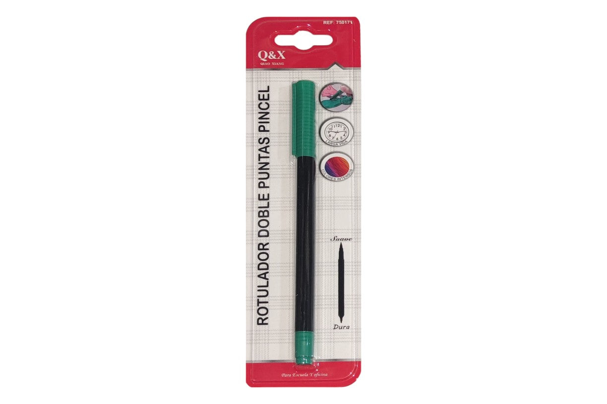 Rotulador Doble Punta Q&X - Verde Azulado