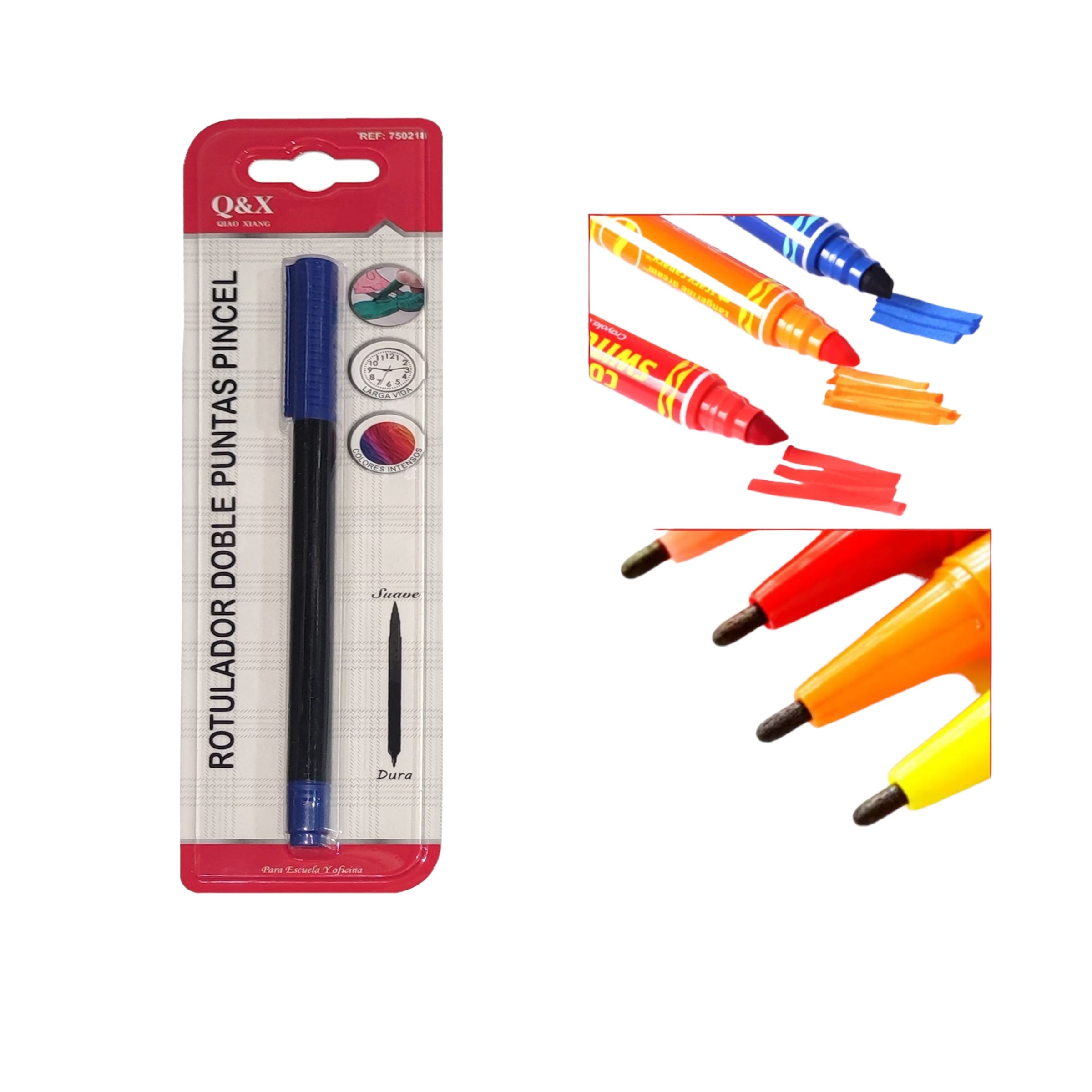 Marcador acuarelable doble punta azul rey