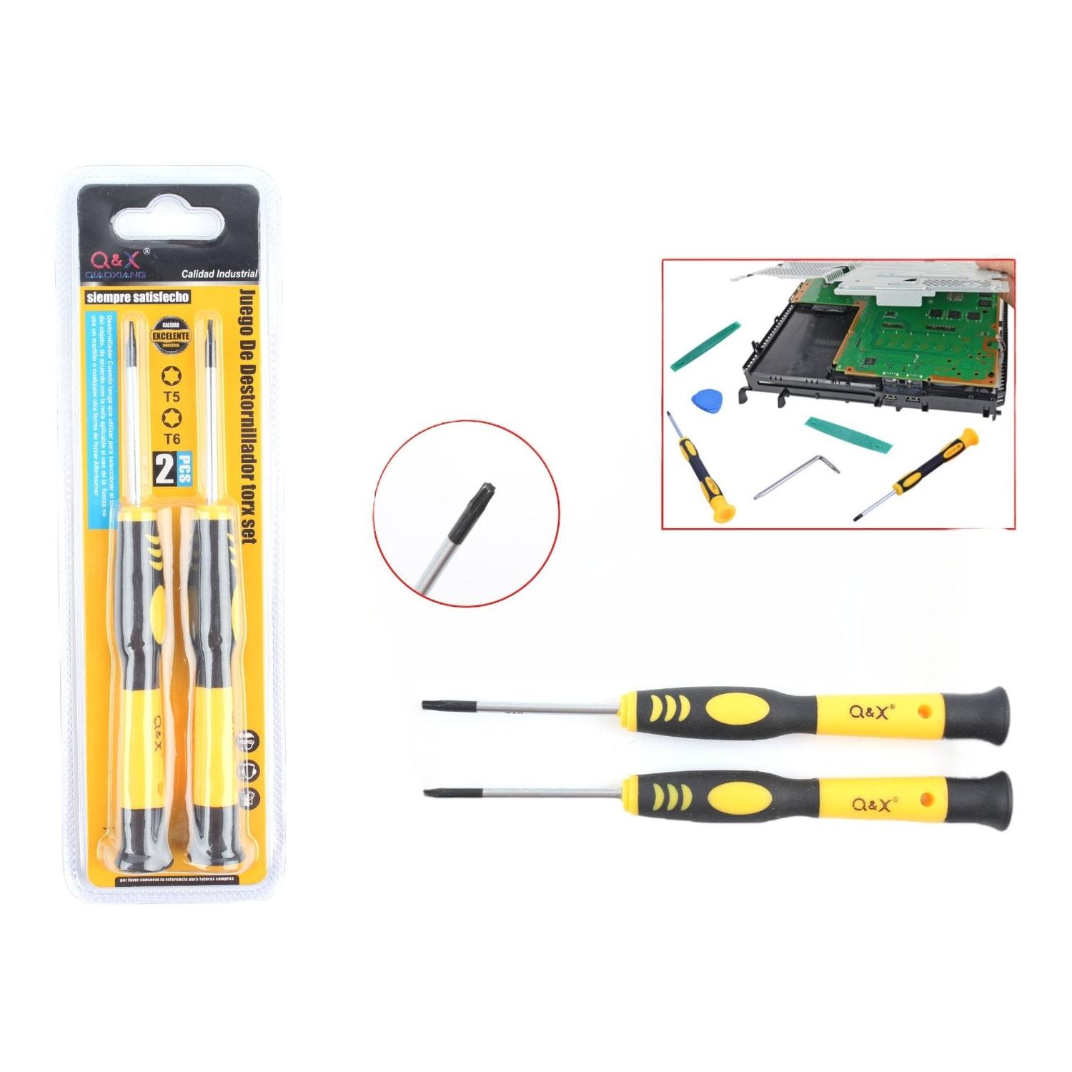 2 Destornilladores Con Mango Bicolor Amarillo Y Negro Pulgadat5/T6Pulgada