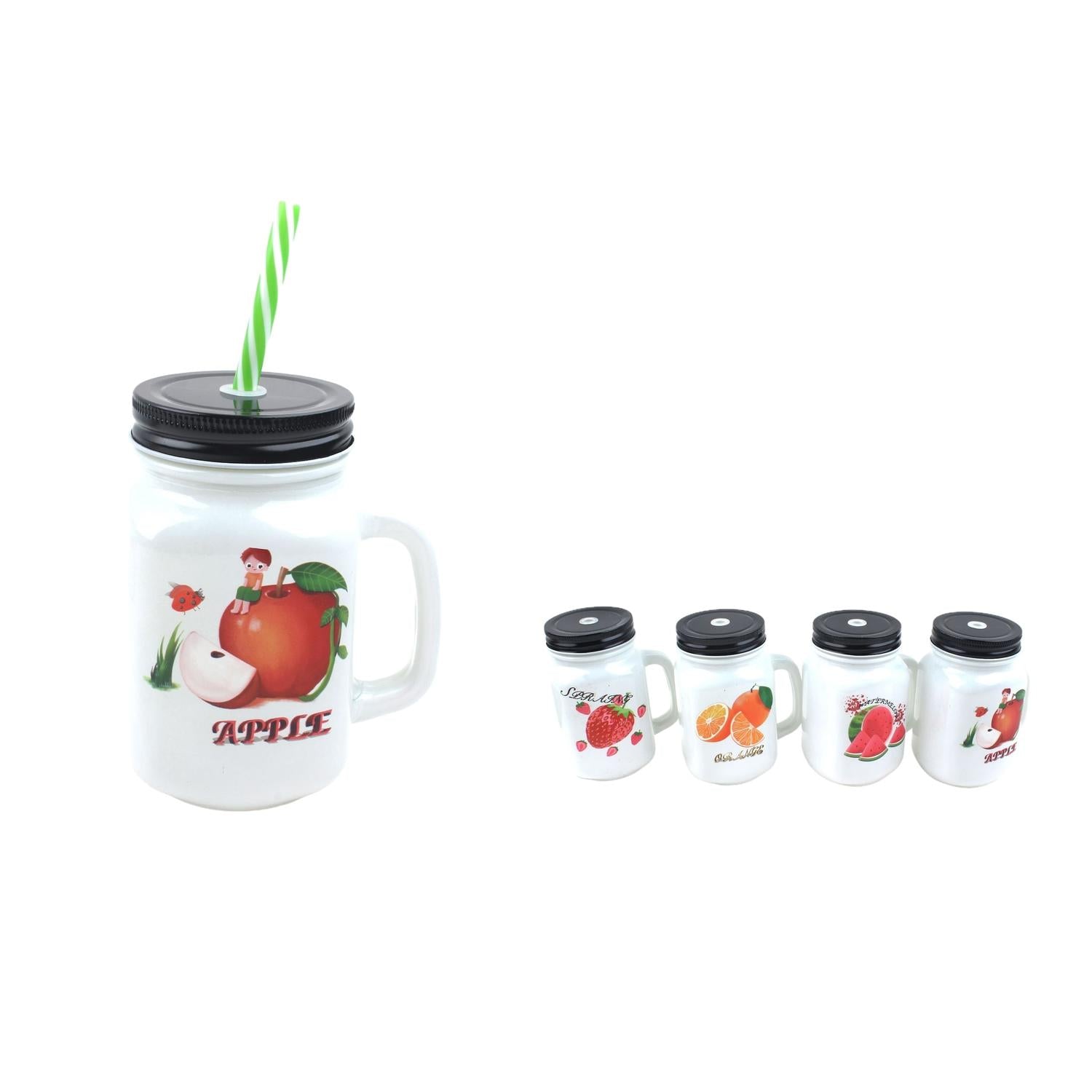 Media Fruta Blanca Nº 9 Tapa Blanca + Pajita 10,5 (7,7)*13,4 cm/500 ml