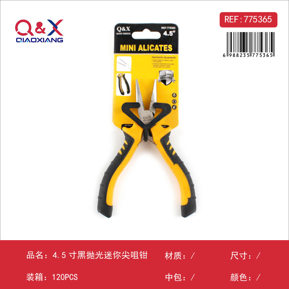 Mini alicate punta larga negro 4.5Pulgada
