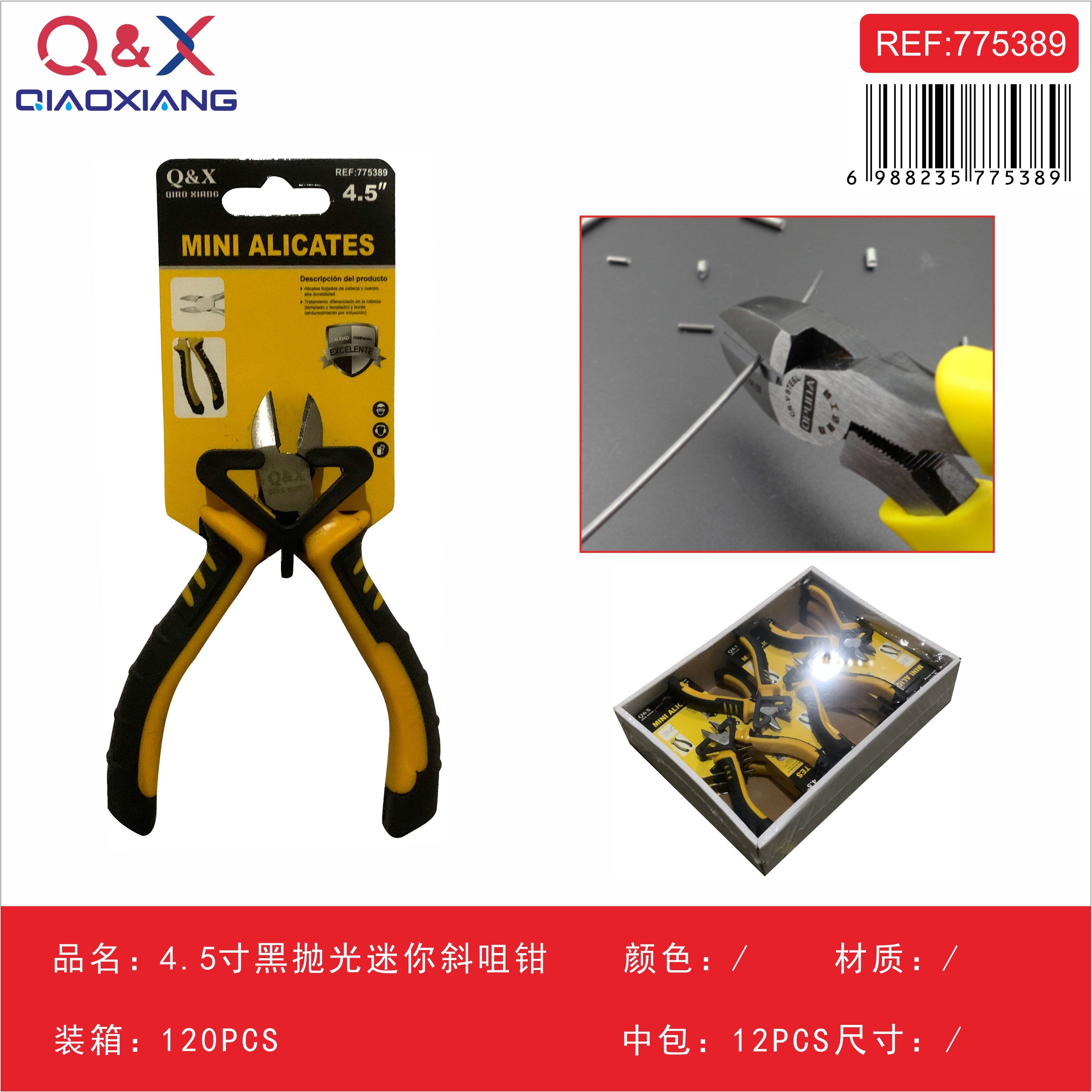 Mini alicate corte diagonal negro 4.5Pulgada