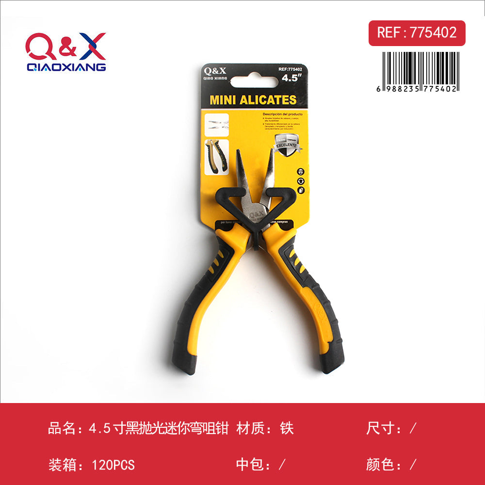 Mini alicate punta curva negro 4.5Pulgada