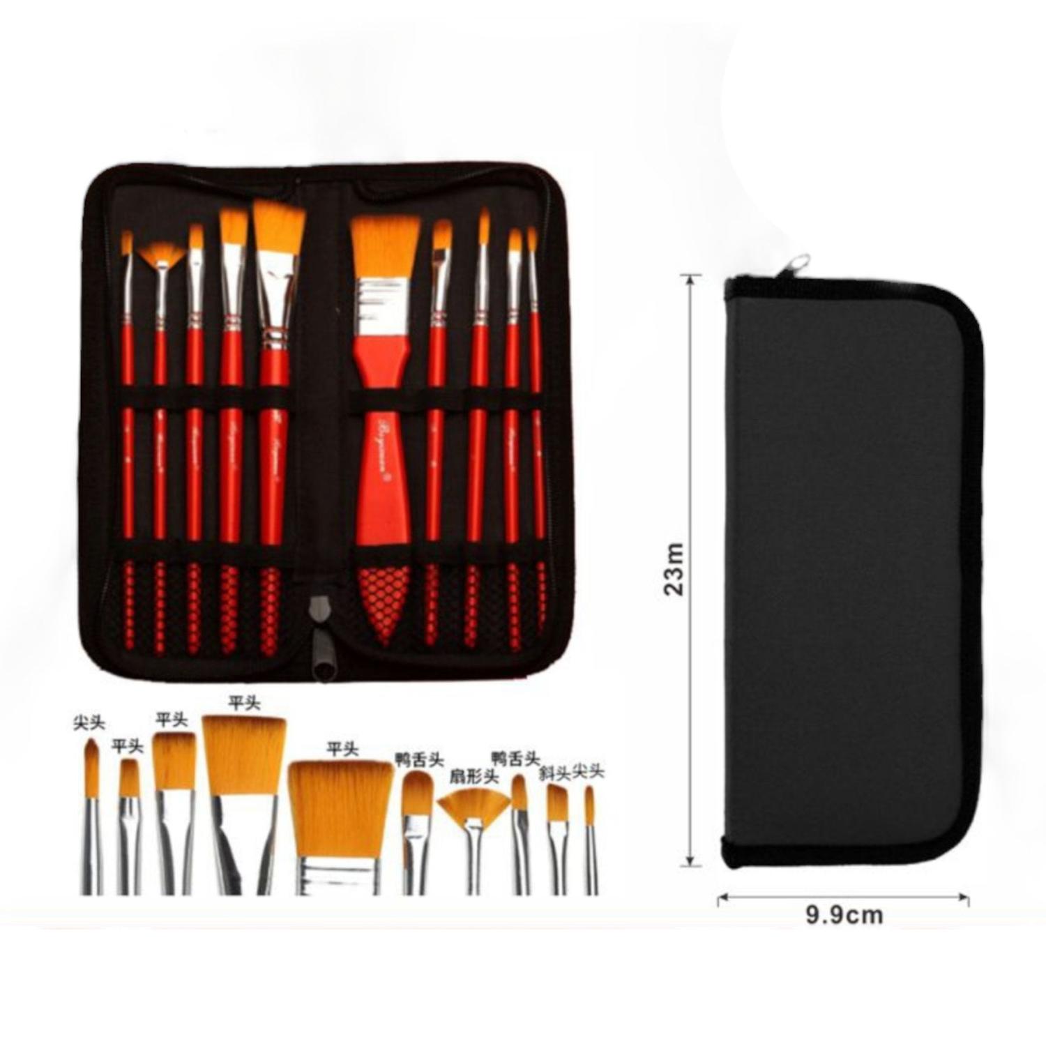 Estuche Con Un Set De 10 Pinceles Para Tecnica Acuarela