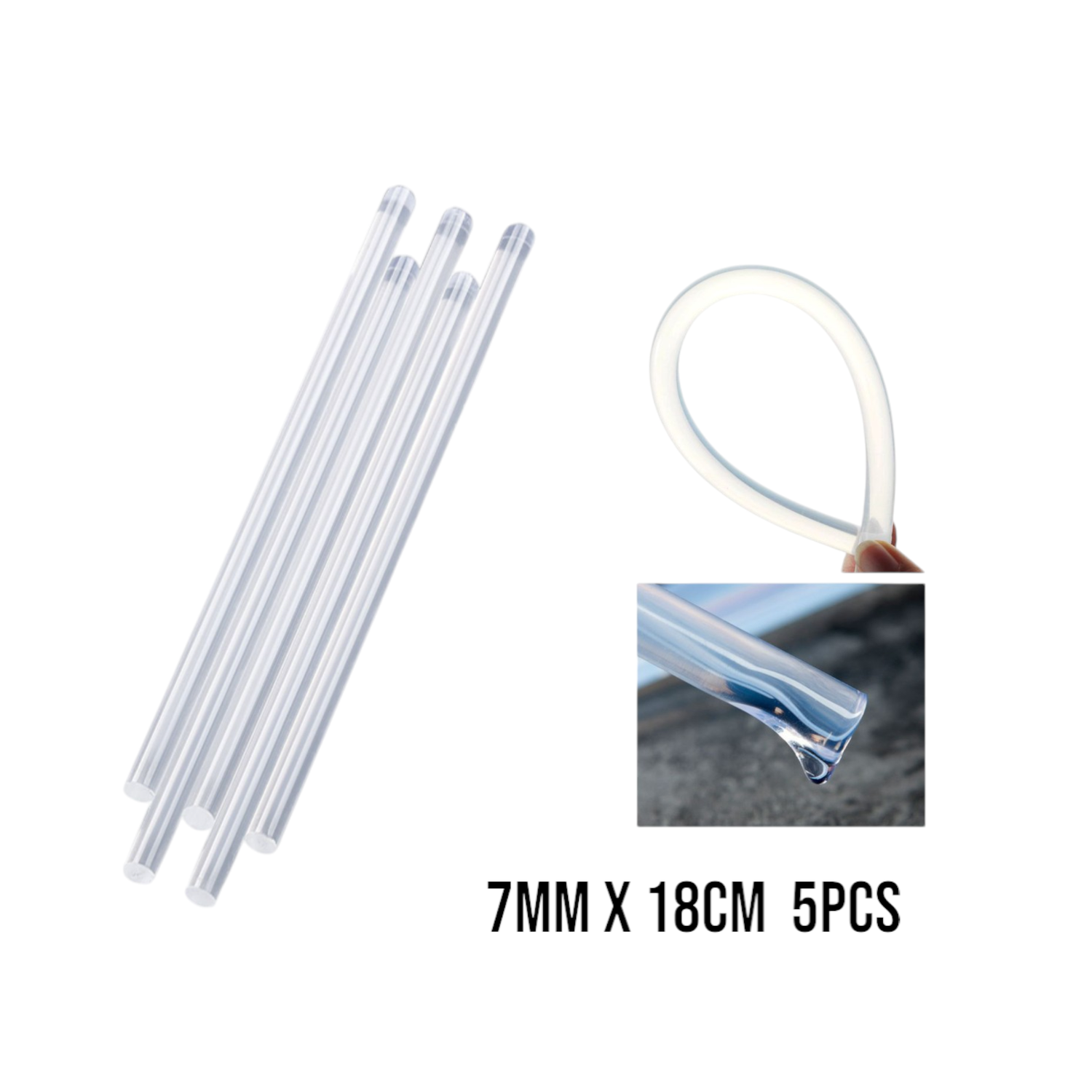 Barras de pegamento finas 0.7cm x 18cm (5 piezas)