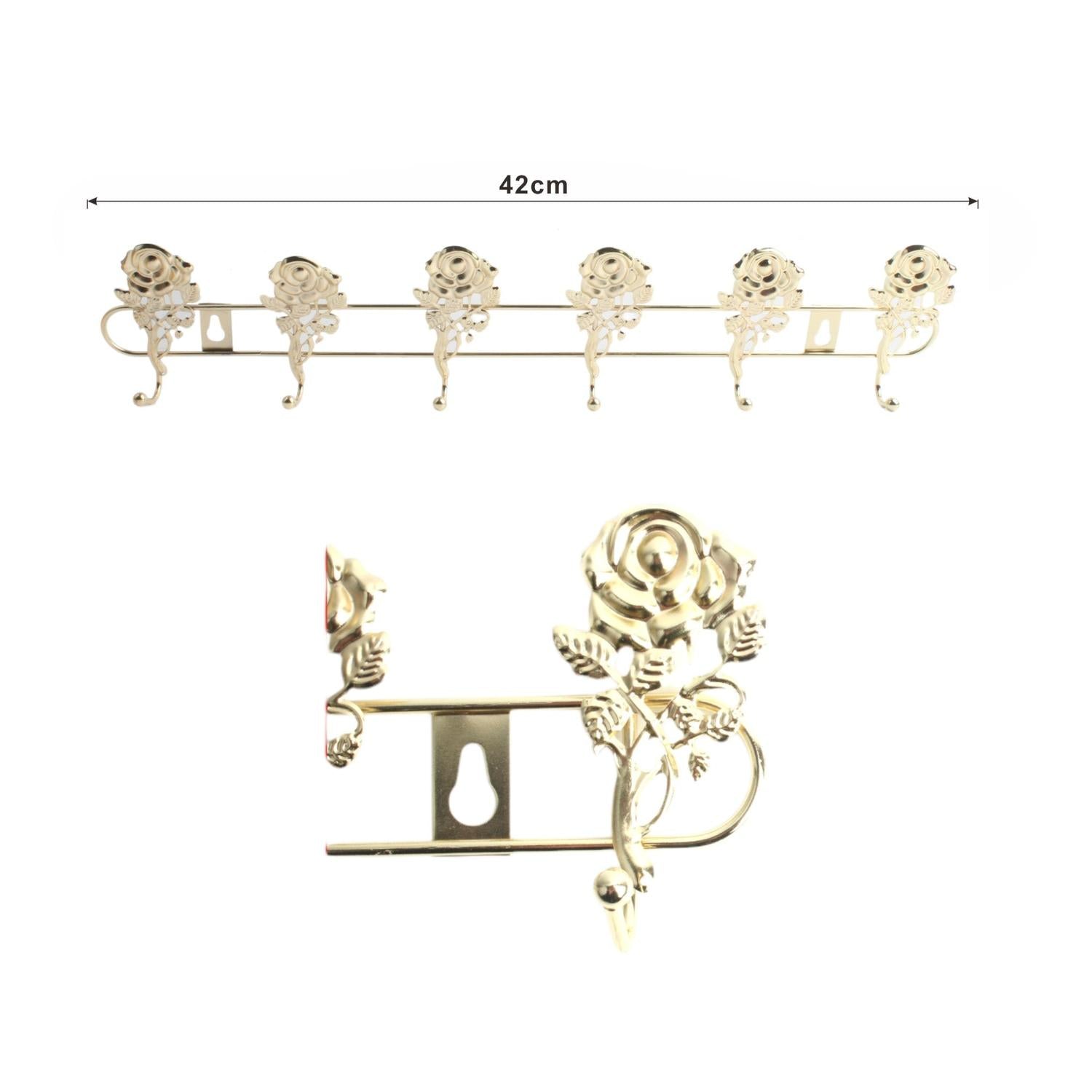 Lx124-Gancho Rosa Imitación Oro 6 Cabezas