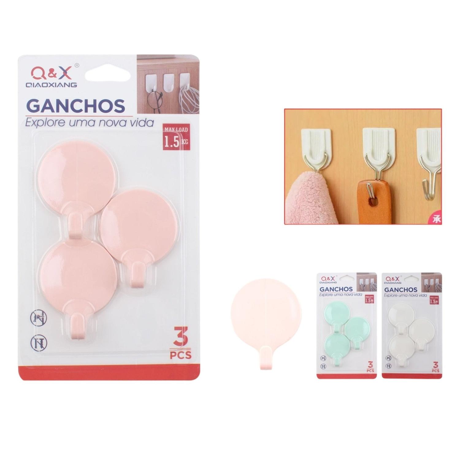 M-10927-N Gancho Adhesivo Pl¨¢stico Redondo X3