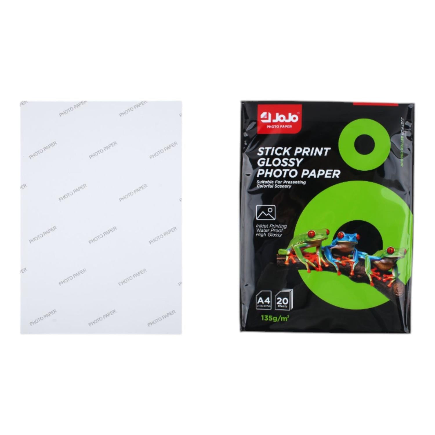 Papel Fotográfico Adhesivo De Alto Brillo De 135 G, Bolsa De Color, A4 20 Hojas