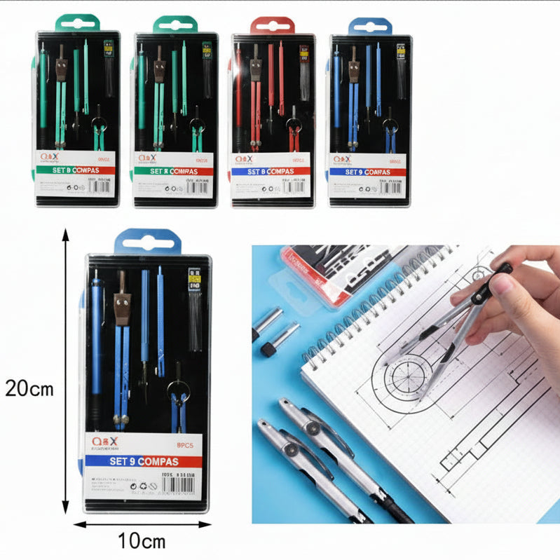 Set de compás 9 piezas en caja