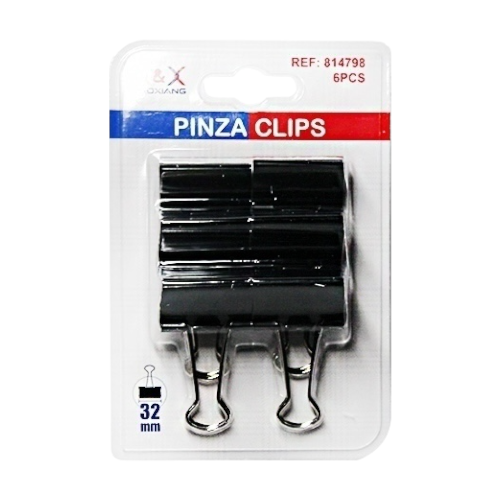 Clip binder negro 32 mm pack 6