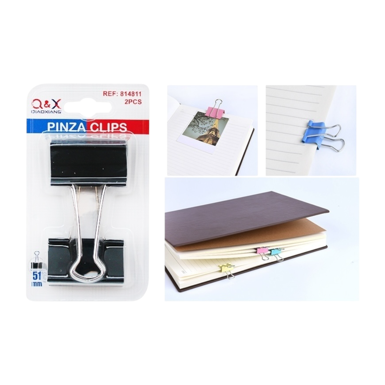 Clip binder negro 51 mm pack 2