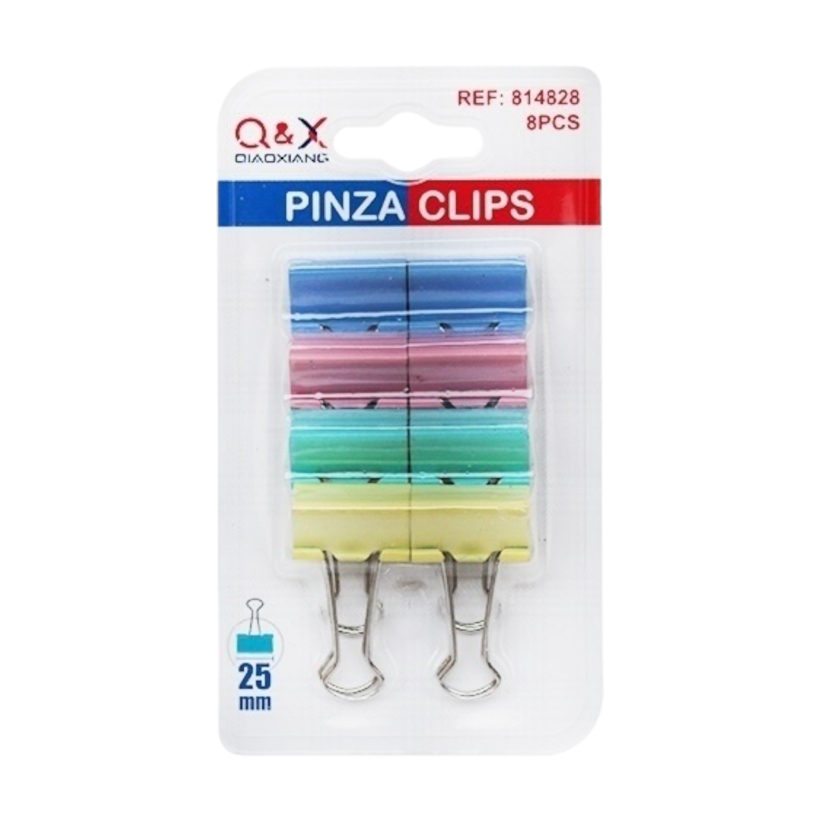 Clip binder colores 25 mm pack 8