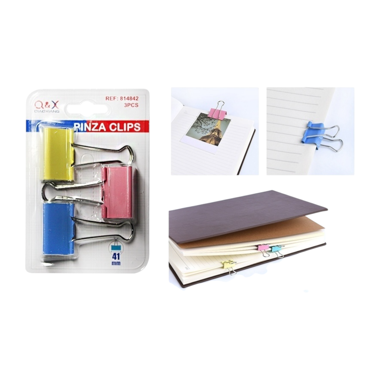 Clip binder colores 41 mm pack 3